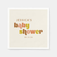 Groovy Terracotta Peach Retro Custom Baby Shower