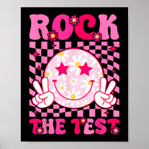 Groovy Test Day Rock The Test Smile Hippie Pink Gi Poster
