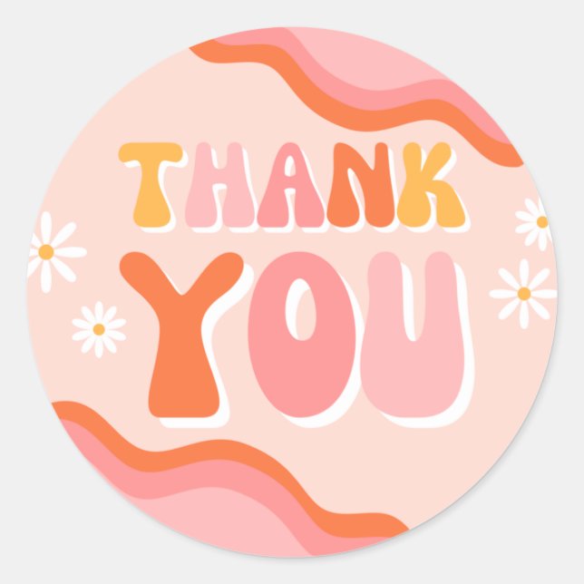 Groovy Thank You Sticker | Groovy Favour Tag (Front)