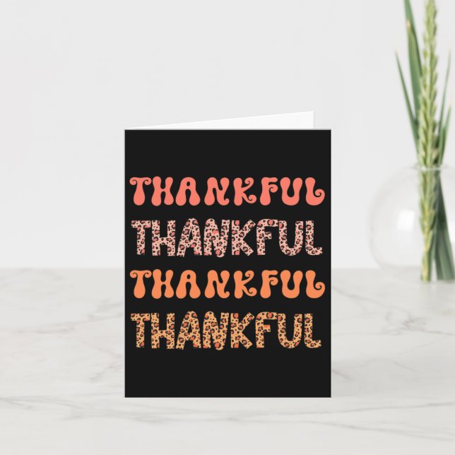 Groovy Thankful Fall Autumn Leopard Retro Thanksgi Card (Front)