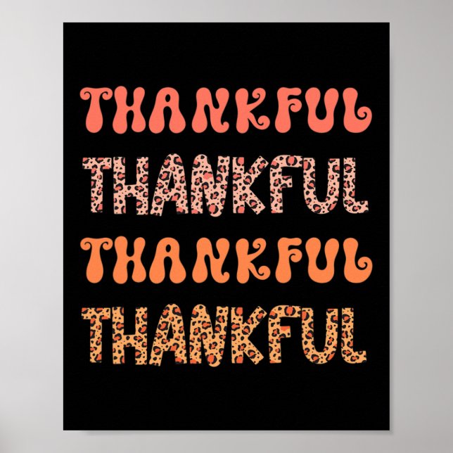 Groovy Thankful Fall Autumn Leopard Retro Thanksgi Poster (Front)