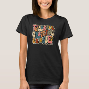 Groovy Thankful Grateful Blessed Fall Season Thank T-Shirt