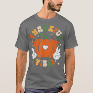 Groovy Thankful Vibes Retro Autumn Halloween Thank T-Shirt