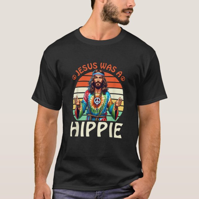 Groovy There Was Jesus Cross Christian Religious H T-Shirt (Front)