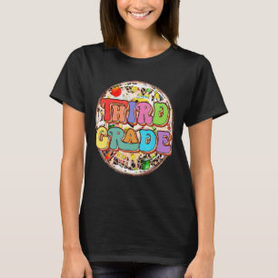 Groovy Third Grade Teachers Kids Retro Hippie Back T-Shirt