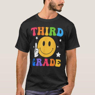 Groovy Third Grade Vibes Face Retro Teachers Back  T-Shirt