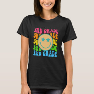 Groovy Third Grade Vibes Face Retro Teachers Back  T-Shirt