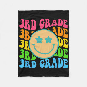 Groovy Third Grade Vibes Face Retro Teachers Byck  Fleece Blanket