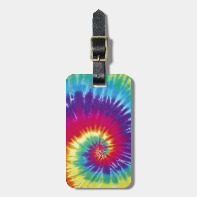 Groovy Tie Dye Hippie Style Luggage Tag (Front Vertical)