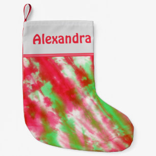 Groovy Tie Dye Monogram Name Fun Christmas Holiday Small Christmas Stocking