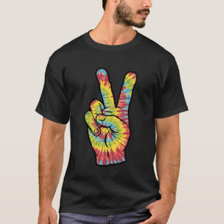 Groovy Tie Dye Peace Hand Sign Hippy 60s 70s Retro T-Shirt