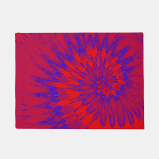 Groovy Tie Dye Spiral Red and Blue Doormat