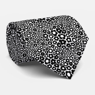 Groovy Tiny Black And White Daisies Neck Tie