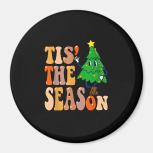 Groovy Tis The Season Christmas Pine Tree Magnet