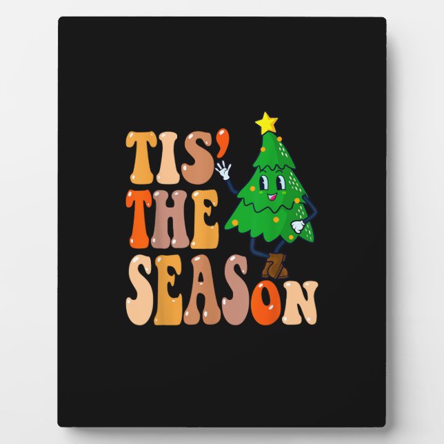 Groovy Tis The Season Christmas Pine Tree Plaque (Front)