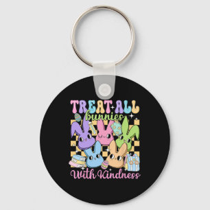 Groovy Treat All Bunnies With Kindness Teacher Eas Keychain
