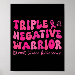 Groovy Triple Negative Warrior Breast Cancer Aware Poster