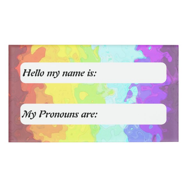 Groovy Trippy Boho Customizable Neurogender Pride Name Tag (Front)