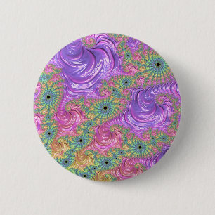 Groovy Trippy Boho Jewel Tone Rainbow Fractal 2 Inch Round Button