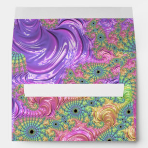 Groovy Trippy Boho Jewel Tone Rainbow Fractal Envelopes