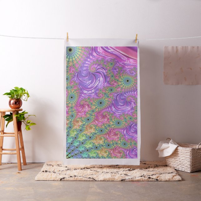 Groovy Trippy Boho Jewel Tone Rainbow Fractal Fabric (In Situ)