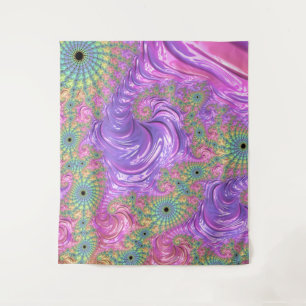 Groovy Trippy Boho Jewel Tone Rainbow Fractal Tapestry