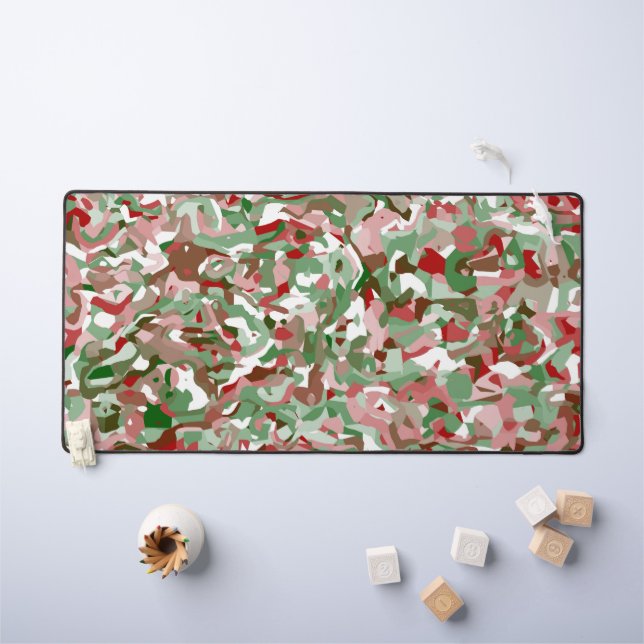 Groovy Trippy Boho Retro Festive Christmas Camo  Desk Mat (Kids Table)
