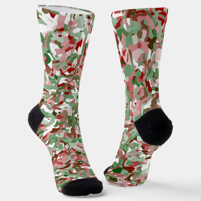 Groovy Trippy Boho Retro Festive Christmas Camo  S Socks (Angled)