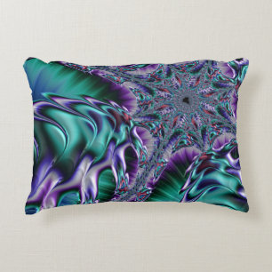 Groovy Trippy Funky Psychedelic Fractal Art Accent Pillow