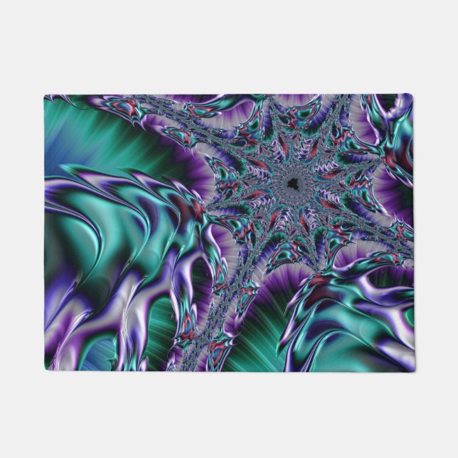 Groovy Trippy Funky Psychedelic Fractal Art Doormat (Front)
