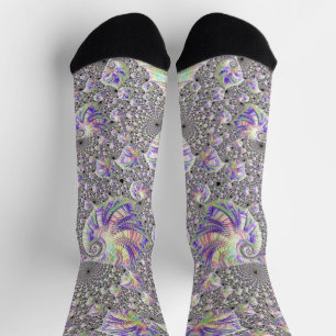 Groovy Trippy Funky Psychedelic Fractal Art Socks