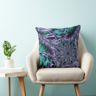 Groovy Trippy Funky Psychedelic Fractal Art Throw Pillow