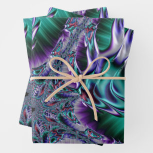Groovy Trippy Funky Psychedelic Fractal Art Wrapping Paper Sheet