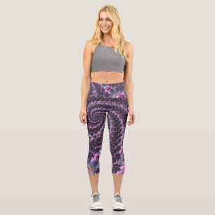 Groovy Trippy Funky Psychedelic Spiral Fractal Art Capri Leggings