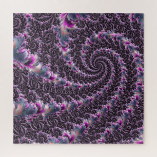 Groovy Trippy Funky Psychedelic Spiral Fractal Art Jigsaw Puzzle