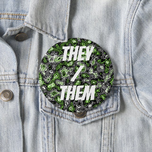 Groovy Trippy Grungy Funky Abstract Agender Pride 4 Inch Round Button (In Situ)