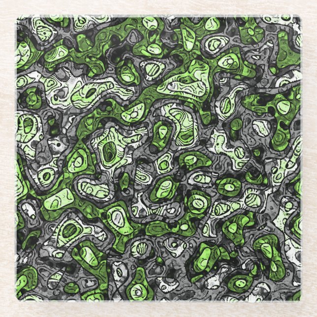 Groovy Trippy Grungy Funky Abstract Agender Pride Glass Coaster (Front)