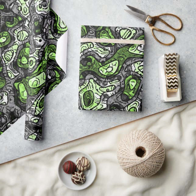 Groovy Trippy Grungy Funky Abstract Agender Pride Wrapping Paper (Crafts)