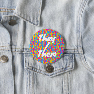 Groovy Trippy Squiggly Quirky Pansexual Pride 3 Inch Round Button