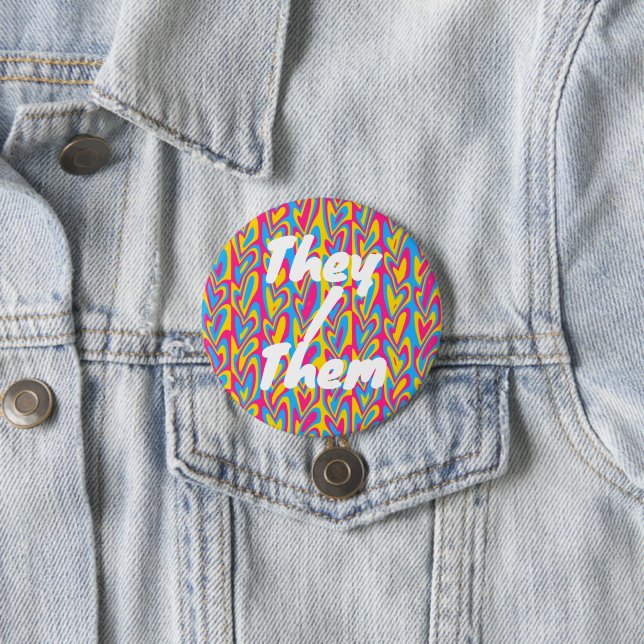 Groovy Trippy Squiggly Quirky Pansexual Pride  3 Inch Round Button (In Situ)