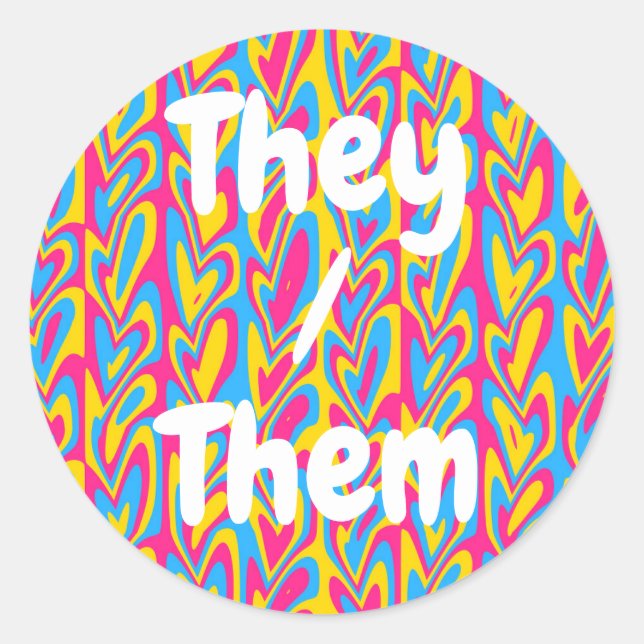 Groovy Trippy Squiggly Quirky Pansexual Pride  Classic Round Sticker (Front)