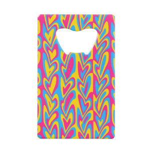 Groovy Trippy Squiggly Quirky Pansexual Pride Credit Card Bottle Opener