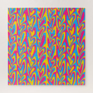 Groovy Trippy Squiggly Quirky Pansexual Pride Jigsaw Puzzle