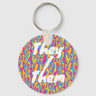 Groovy Trippy Squiggly Quirky Pansexual Pride  Keychain