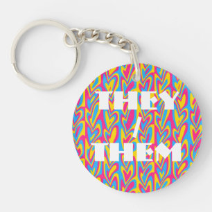 Groovy Trippy Squiggly Quirky Pansexual Pride Keychain