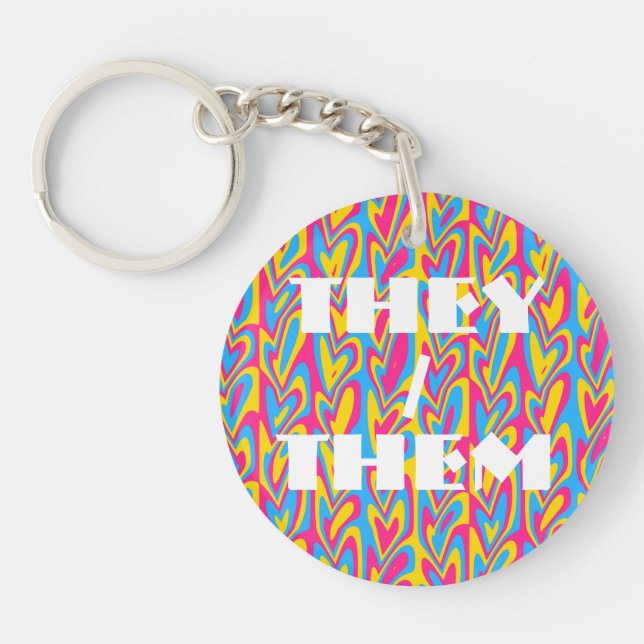 Groovy Trippy Squiggly Quirky Pansexual Pride  Keychain (Front)