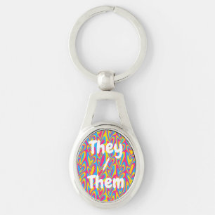 Groovy Trippy Squiggly Quirky Pansexual Pride Keychain