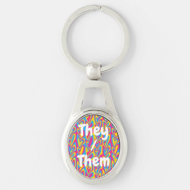 Groovy Trippy Squiggly Quirky Pansexual Pride  Keychain (Front)