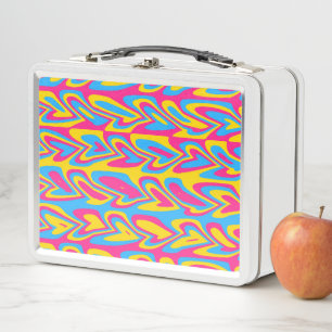Groovy Trippy Squiggly Quirky Pansexual Pride Metal Lunch Box