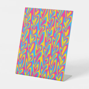 Groovy Trippy Squiggly Quirky Pansexual Pride  Pedestal Sign